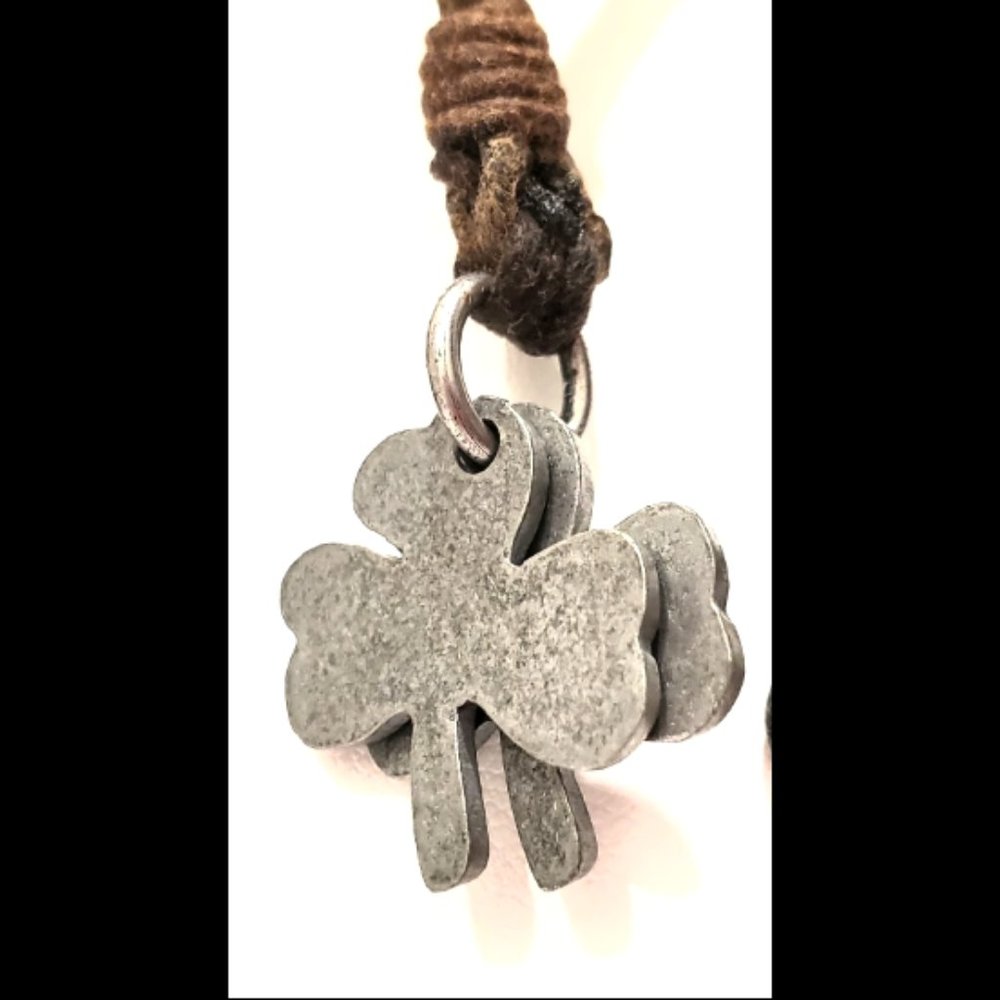 St. Patrick's clovers new without tag - faux leather necklace